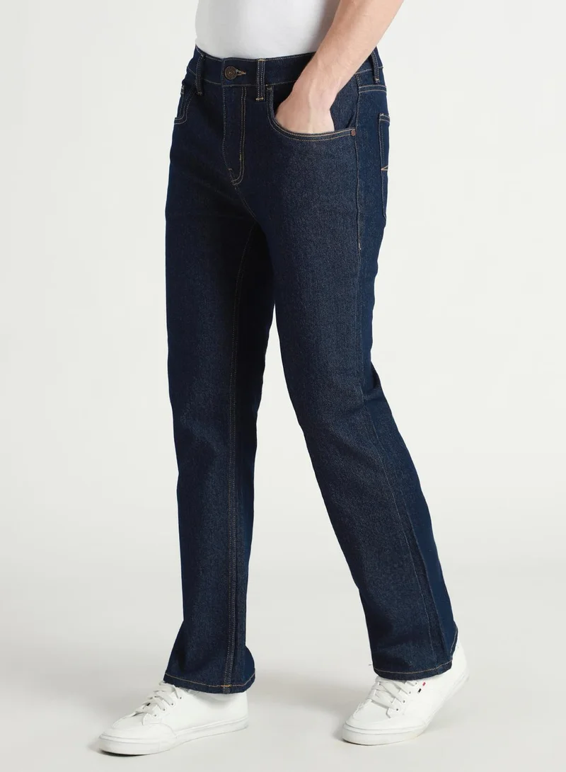 Dennis Lingo Men's Indigo 100% Cotton Solid Full Length Bootcut Jeans
