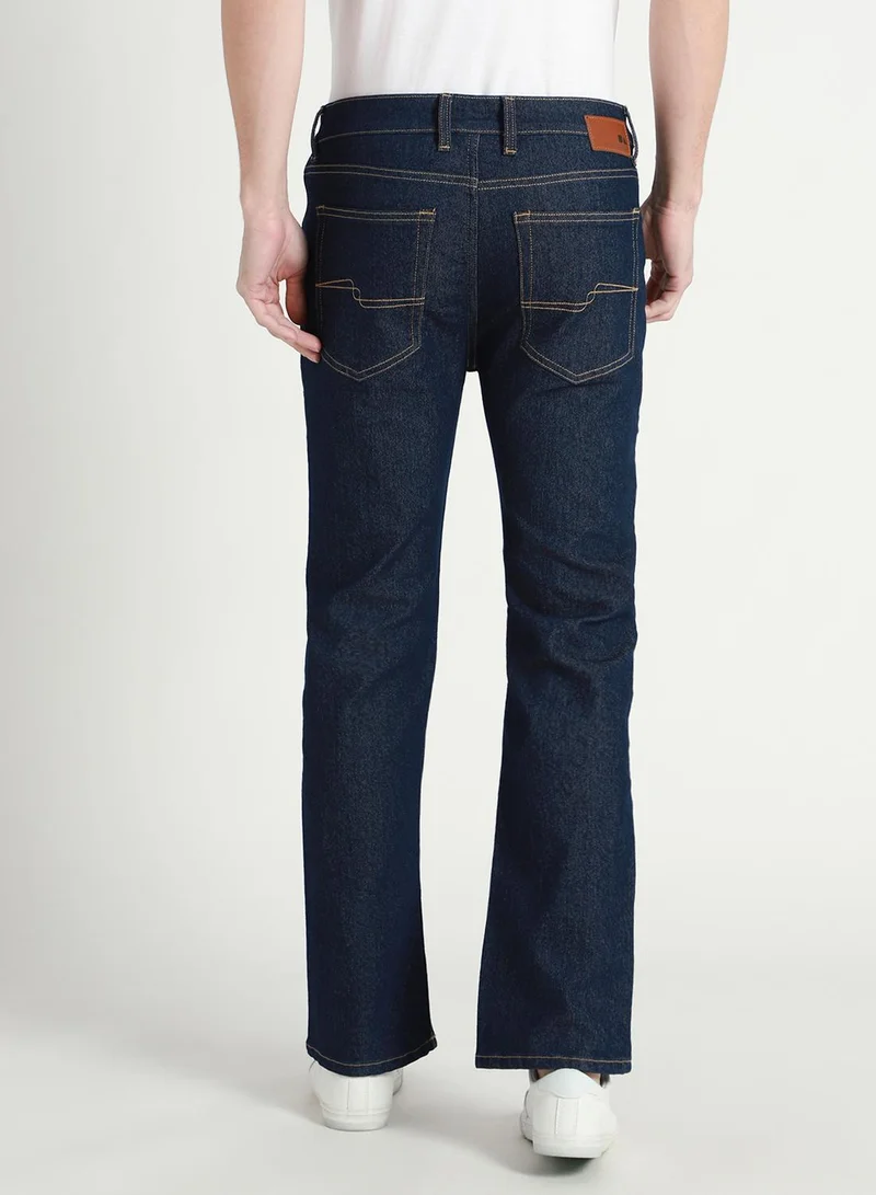 Dennis Lingo Men's Indigo 100% Cotton Solid Full Length Bootcut Jeans