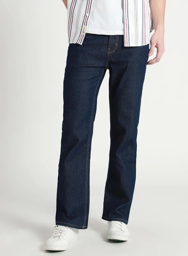 Dennis Lingo Men's Indigo 100% Cotton Solid Full Length Bootcut Jeans