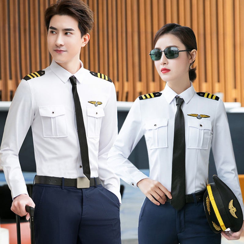 Business Attire For Men And Women Navy Shirt Aviation Pilot Uniform Pilot Flight Attendant Shirt El Overalls - Image 2