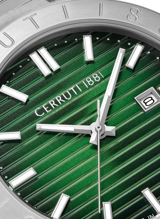 شيروتي 1881 Filiano Analog Green Watch For Men Sapphire Coated Flat Glass And Stainless Steel Bracelet 42mm Water Resistant 5 ATM - CIWGA0043103