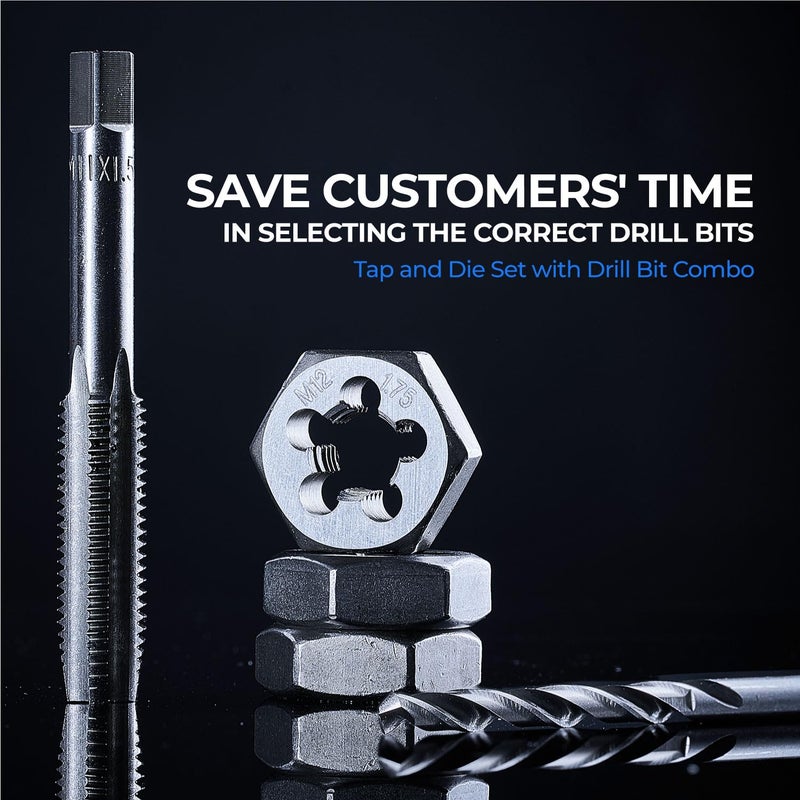 toolant 127 Piece Ratcheting Tap and Die Set, SAE/Metric Tap and Die Set with Assortment Drill Bit for Threading, Double-Layer Tool Box - Image 3