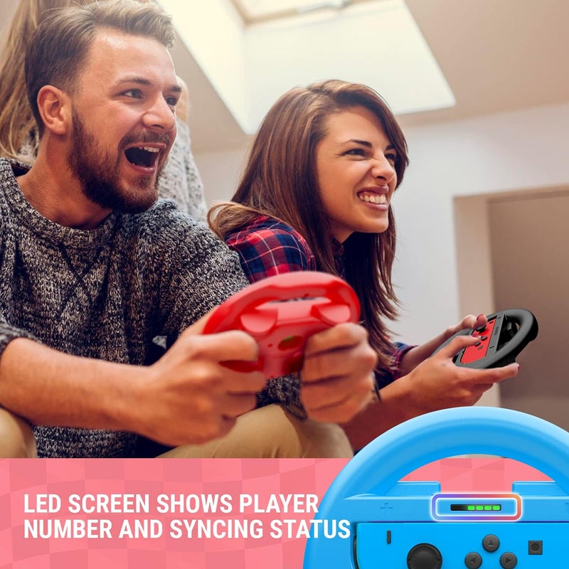 Orzly Multi Pack of 4 Steering Wheels for Mariokart on Nintendo Switch [Pack Includes: 1 x Red Steering Wheel + 1 x Blue Steering Wheel + 2 x Black Steering Wheels] (The Console and Joy-Con - Image 4