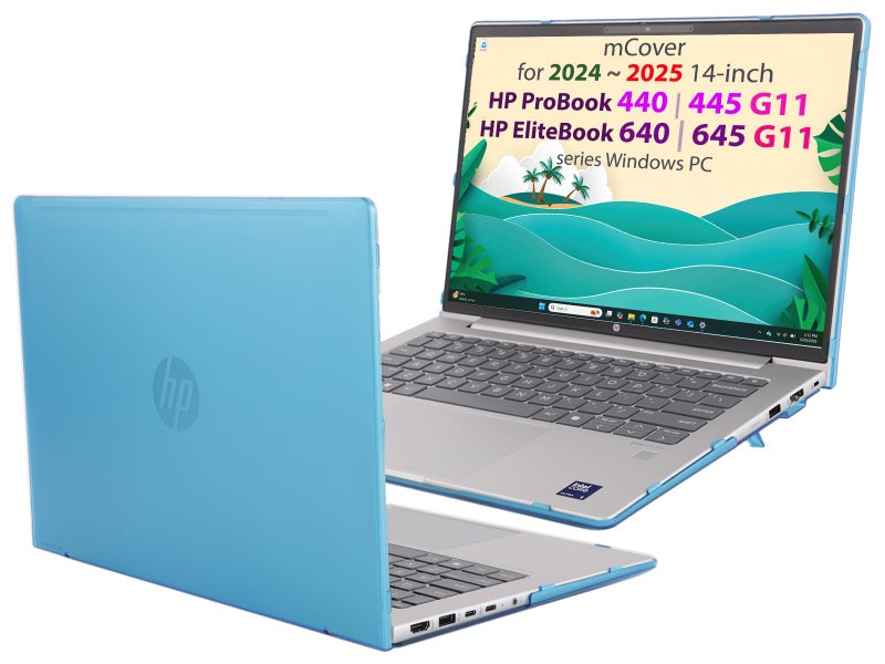 mCover Case ONLY Compatible for 2024 ï½ž 2025 14-inch HP ProBook 440/445 G11 and EliteBook 640 | 645 G11 Series Windows Notebook PC (NOT Fitting Other HP Models)- Aqua - Image 1