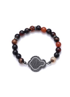 Subhati Bracelet with metal Parts and Agate Stone | 8 MM Beads - 18  - Image 1