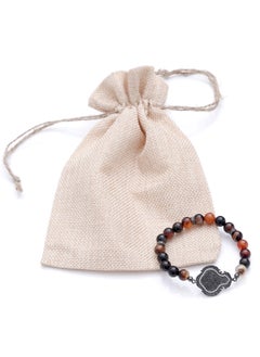 Subhati Bracelet with metal Parts and Agate Stone | 8 MM Beads - 18  - Image 2