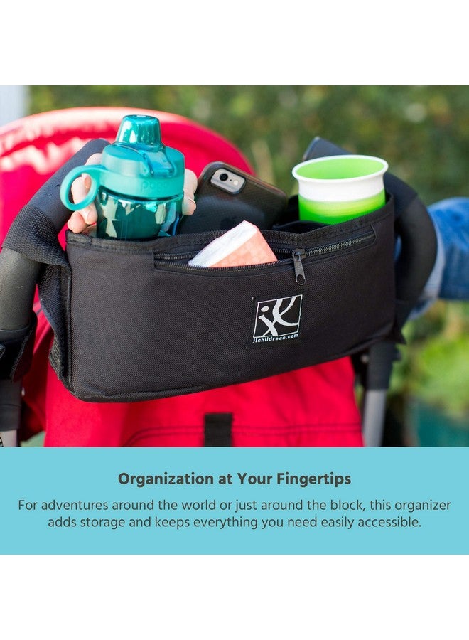 جي إل تشيلدريس صينية JL Childress Cargo 'N Drinks للآباء - منظم عربة أطفال عالمي - ملحق عربة أطفال مع حاملات أكواب معزولة وجيب للهاتف المحمول - لعربات الأطفال ذات المظلات، وDoona، وGraco والمزيد - أسود - Image 2