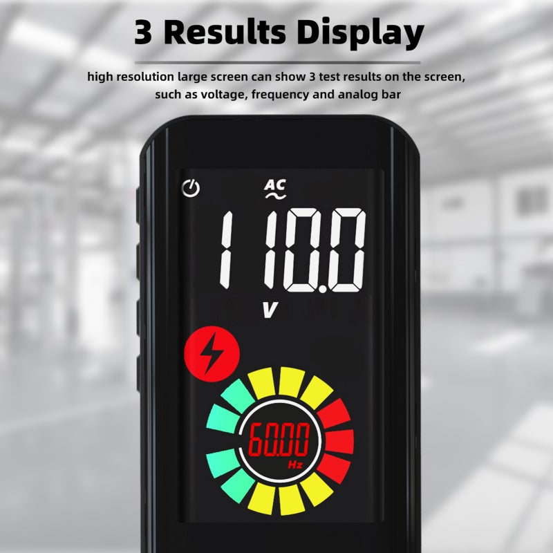 مقياس رقمي ذكي أسود ذات نطاق تلقائي وشاشة LCD ملونة: مقياس جيب يعرض 3 نتائج في وقت واحد للمهنيين في الفحوصات الكهربائية والمهتمين بالتصميم والتشغيل الذاتي - Image 3