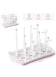 Termichy Termichy Baby Bottle Drying Rack, Large Capacity Baby Bottle Rack for Bottles, Dry Rack with Removable Water Tray (Pink)  - Image 2