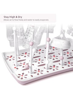 Termichy Termichy Baby Bottle Drying Rack, Large Capacity Baby Bottle Rack for Bottles, Dry Rack with Removable Water Tray (Pink)  - Image 4