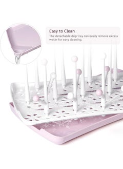 Termichy Termichy Baby Bottle Drying Rack, Large Capacity Baby Bottle Rack for Bottles, Dry Rack with Removable Water Tray (Pink)  - Image 3
