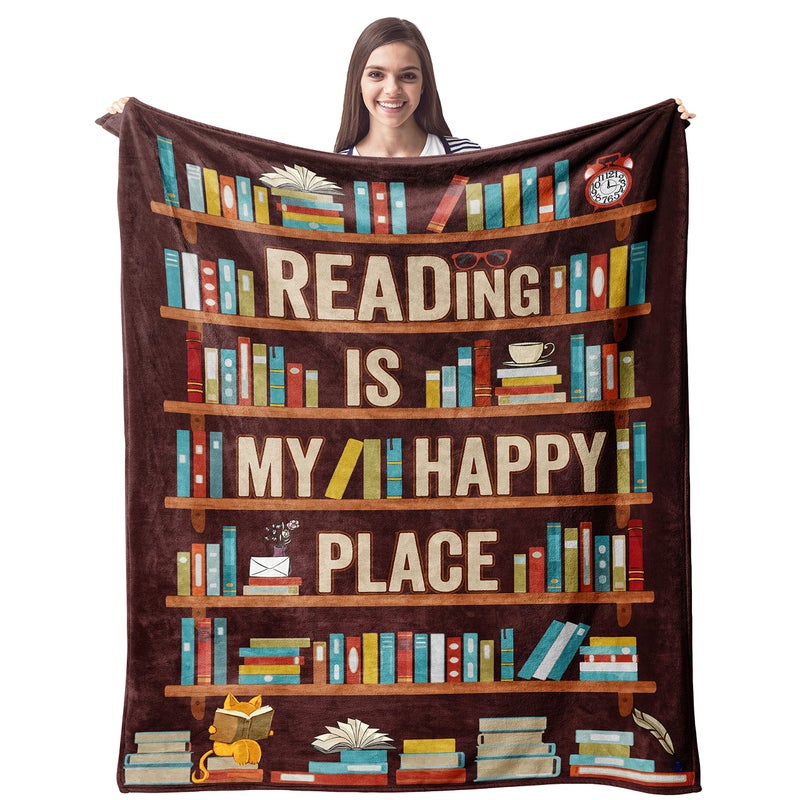CUJUYO Book Lovers Gifts Blanket  Librarian Gifts Throw Blankets 60x50  Book Club Gifts for Reading Lover Bookish  Literary Gift Ideas  Best Bookworm Gifts on Birthday Christmas Graduation
