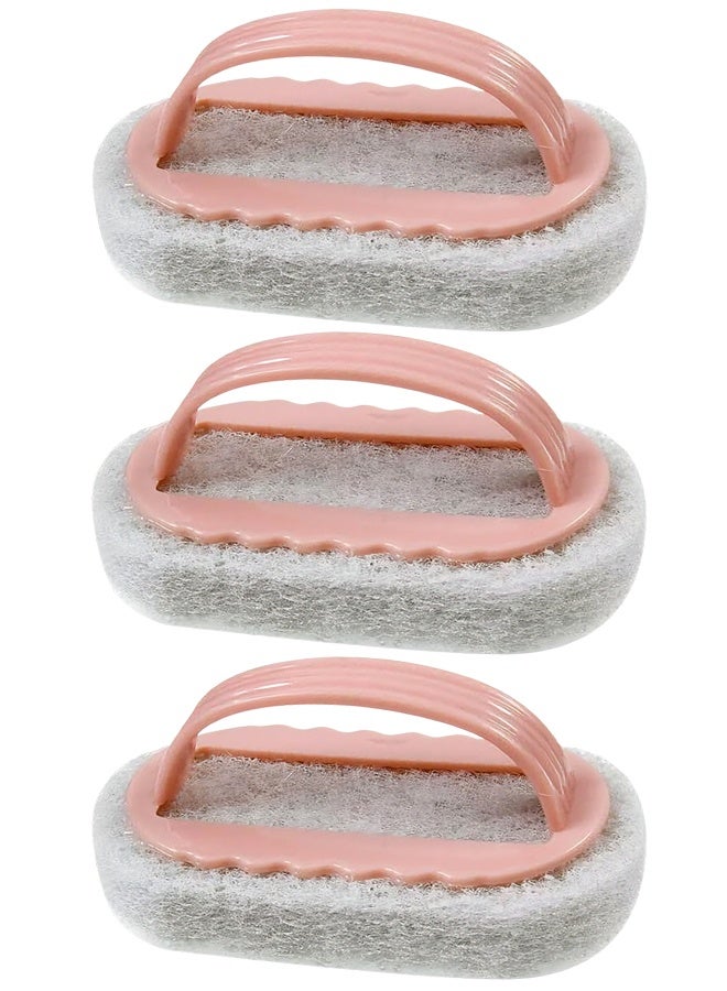 3 Pcs Magic Cleaning Sponge, Multi Function Handheld Shower Cleaner Brush, for Kitchen Bathroom Glass Walls Ceramics Daily Use, Pink - Image 1