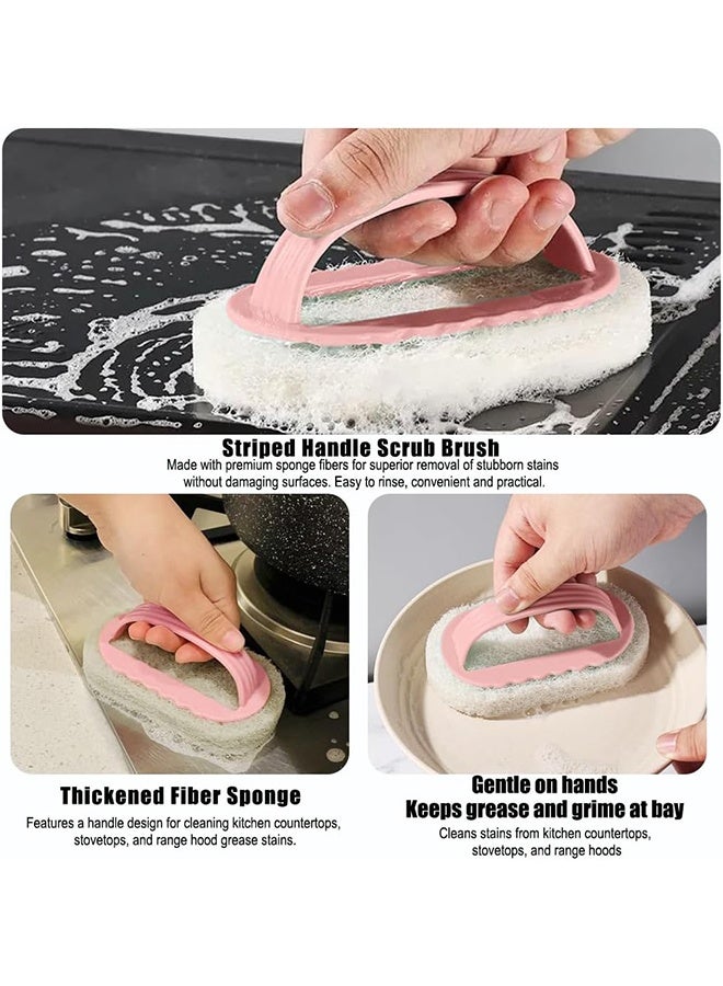 3 Pcs Magic Cleaning Sponge, Multi Function Handheld Shower Cleaner Brush, for Kitchen Bathroom Glass Walls Ceramics Daily Use, Pink - Image 4