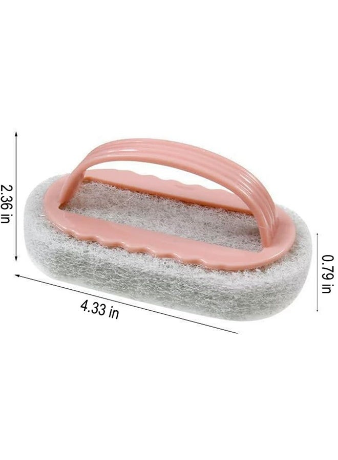 3 Pcs Magic Cleaning Sponge, Multi Function Handheld Shower Cleaner Brush, for Kitchen Bathroom Glass Walls Ceramics Daily Use, Pink - Image 5
