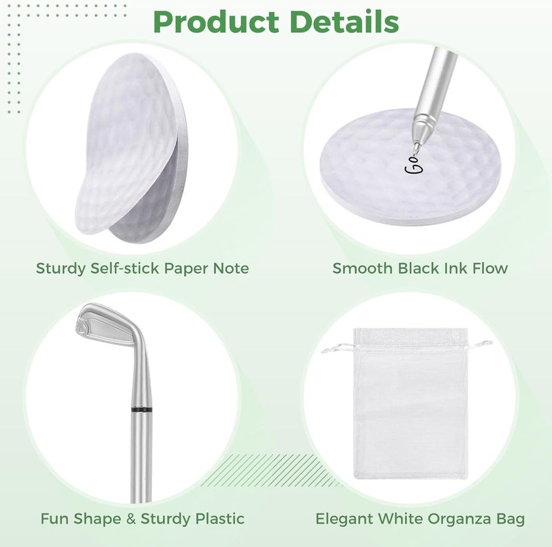 146 Pcs Golf Party Favors Set, Includes Pens, Sticky Notes, and Organza Bags, Stationery Gift for Home and Office - Image 4