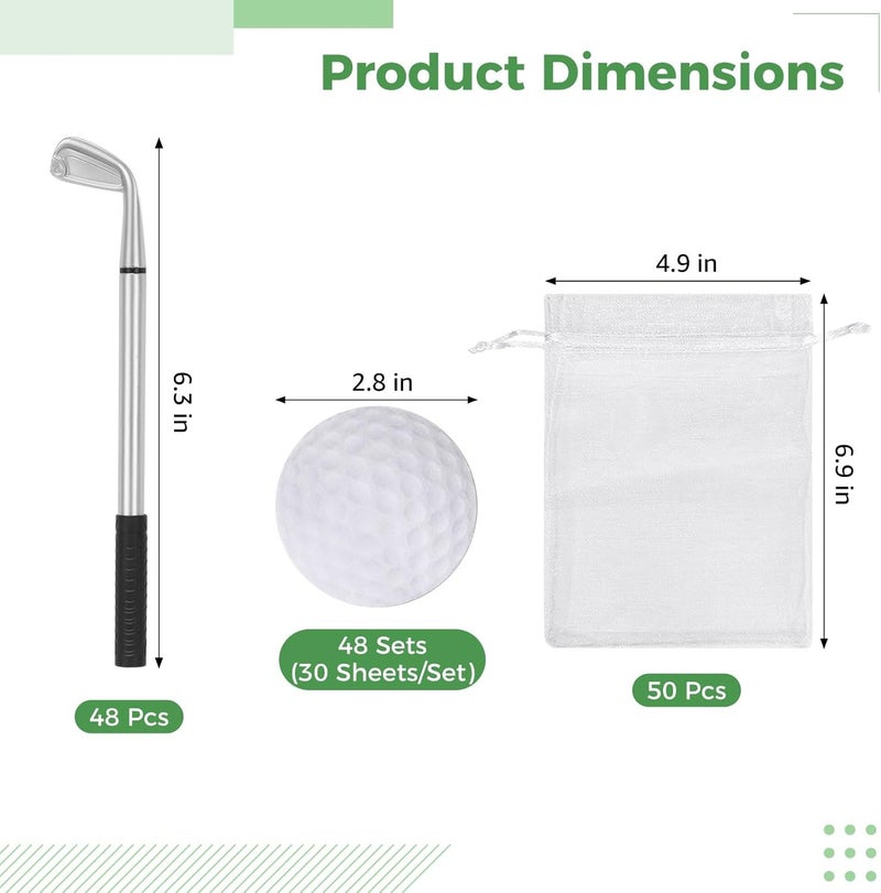 146 Pcs Golf Party Favors Set, Includes Pens, Sticky Notes, and Organza Bags, Stationery Gift for Home and Office - Image 2