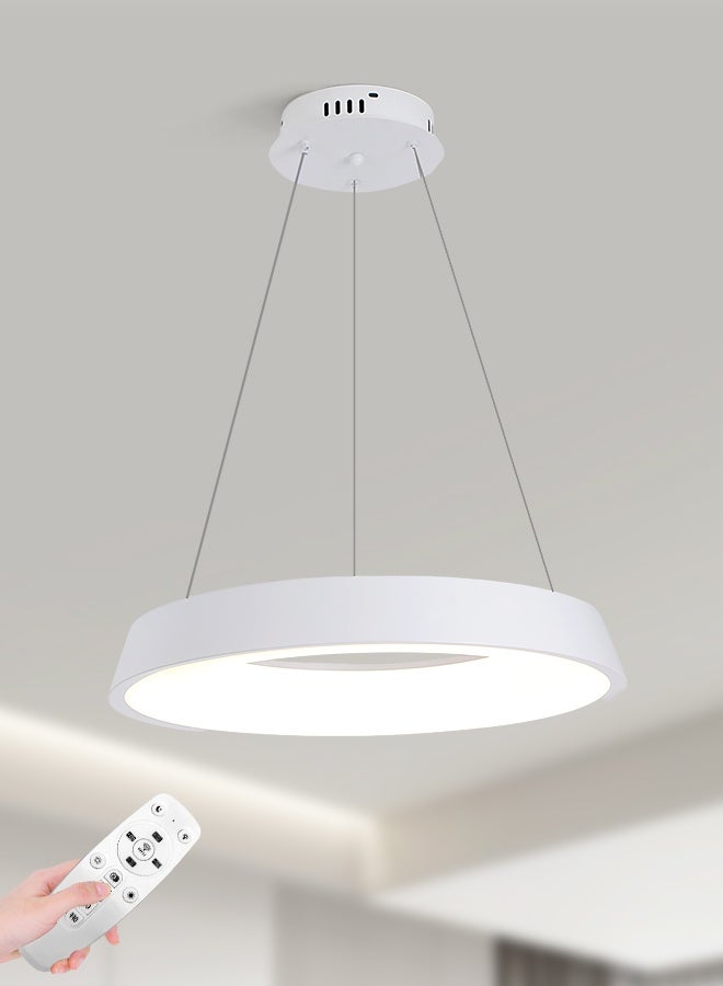 YATAI LIGHTING White Round LED Chandelier, 53W Dimmable Ceiling Light with Remote, Adjustable Height, 3-Color 3000K-6000K, Modern Minimalist Pendant for Bedroom, Dining Room, Living Room,50cm - Image 1