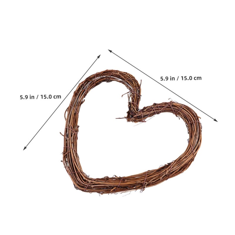 6 Pcs Heart Shaped Rattan Wreaths Rustic Floral Frame DIY Garland Home Party Decor - Image 3