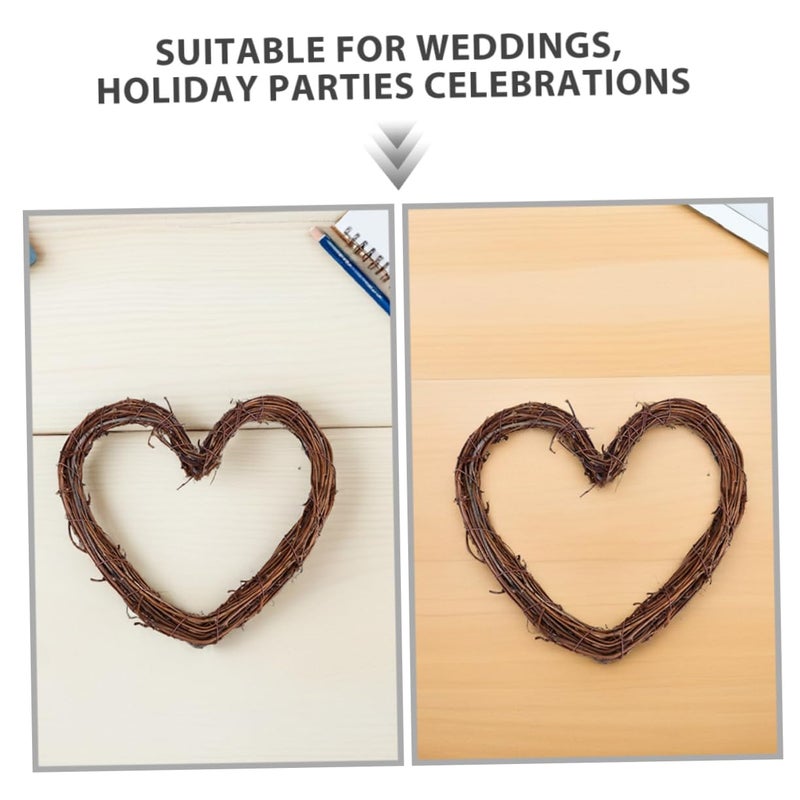 6 Pcs Heart Shaped Rattan Wreaths Rustic Floral Frame DIY Garland Home Party Decor - Image 4