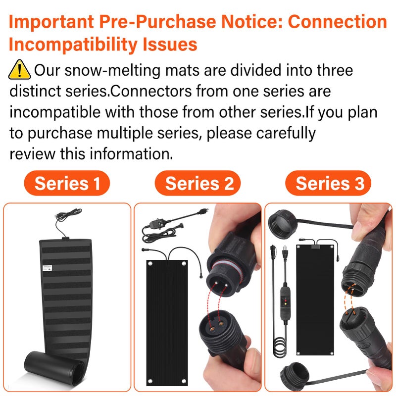 HETFOENT 10x30in Heated Snow Melting Mats,No-Slip Rubber Heated Outdoor Mats,Snow and Ice Melting Mats for Winter Outdoor Stairs,Steps,Doorways,Walkways,Driveway,3 in/h Melting Speed - Image 2