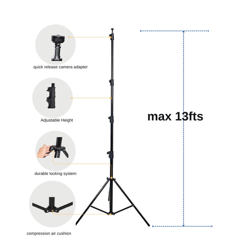 Fotoleey 13 ft Heavy Duty Tripod for Xbotgo Chameleon/Falcon/Lights - Thickened Tube with Spring Shock Absorption, Quick-Release Adapter, with Carrying Bag and Sandbag - Image 3