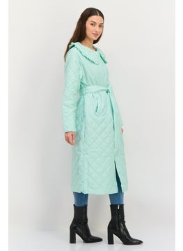Neon Rose Women Quilted Trench Coat, Mint  - Image 2