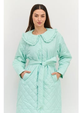 Neon Rose Women Quilted Trench Coat, Mint  - Image 4