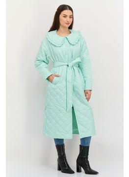 Neon Rose Women Quilted Trench Coat, Mint  - Image 1