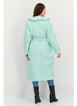 Neon Rose Women Quilted Trench Coat, Mint  - Image 3