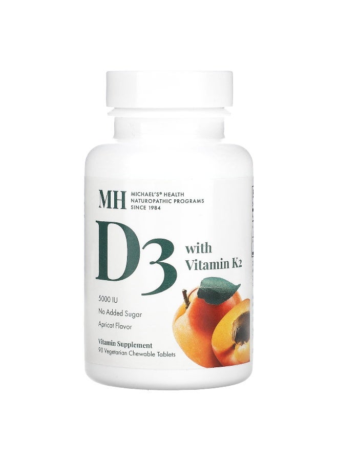 Michael's Naturopathic Michael's Naturopathic, D3 with Vitamin K2, Apricot, 90 Vegetarian Chewable Tablets