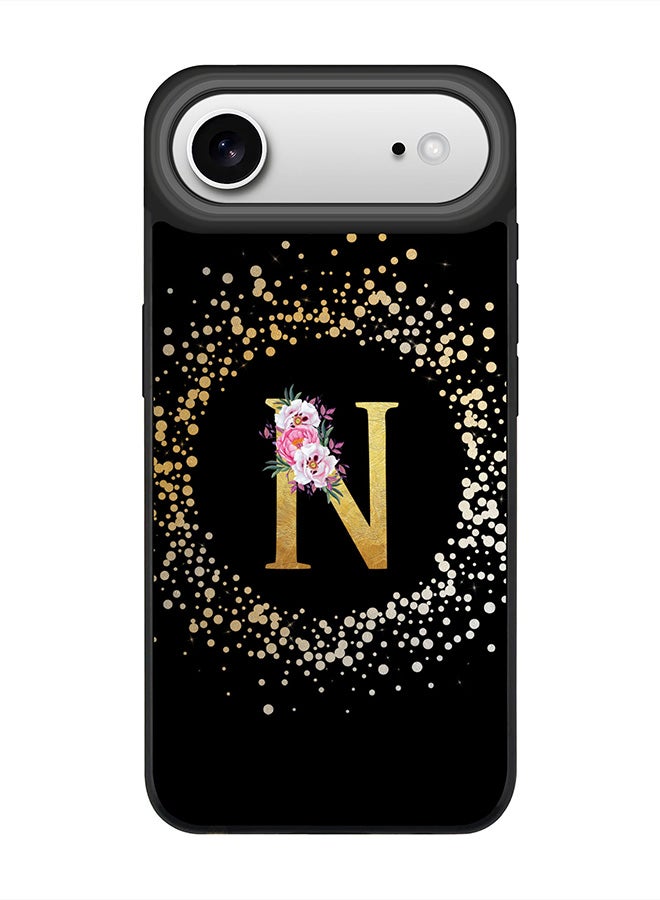 Stylizedd iPhone Air Case, [Compatible with MagSafe] Slim Magnetic cover Phone Case iPhone Air -Custom Monogram Floral - N ( Black ) - Image 1