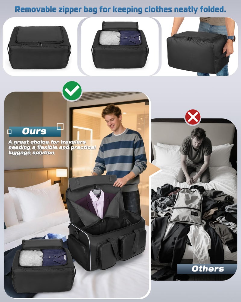 Smasrob 50L Convertible Garment Duffle Bag Backpack with Inner Removable Bag and Shoe Compartment, Travel Suit Bag for Business or Wedding Trips, Black - Image 4