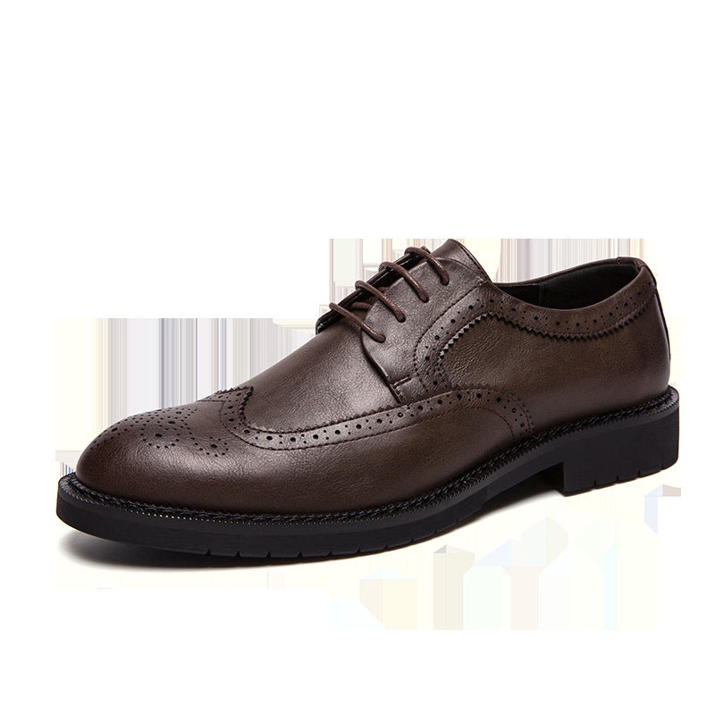 Leather Shoes Men'S Brogue Business Formal Wear Inner Height Increasing Large Size Shoes Men'S Shoes - Image 1