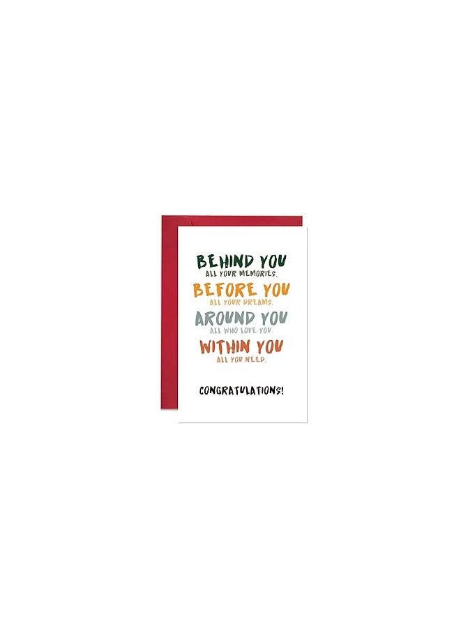 Graduation Card for Him Her, Cute Graduation Card Gift for High School College Grad, Behind You Before You Around You Within You Card