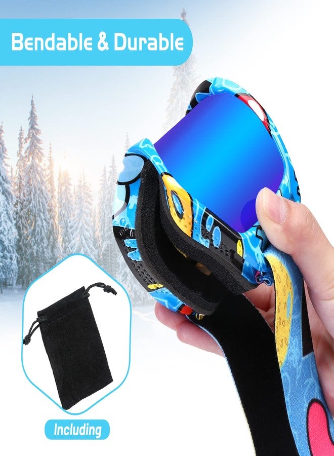 Micnaron Kids Ski Goggles, Snowboard Goggles, Anti-fog Snow Goggles with Non-Slip Strap, Winter Skiing Sport Goggles for Boys Girls (Blue) - Image 5