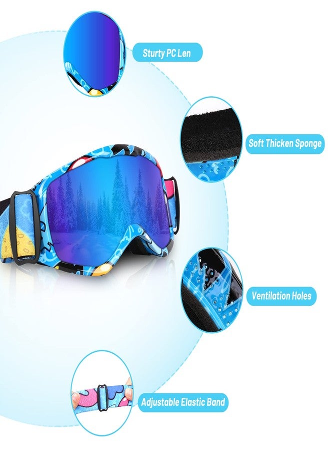Micnaron Kids Ski Goggles, Snowboard Goggles, Anti-fog Snow Goggles with Non-Slip Strap, Winter Skiing Sport Goggles for Boys Girls (Blue) - Image 3