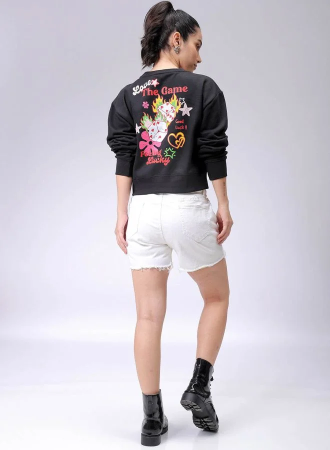 Freehand Women Regular Fit Graphic Print Crewneck Sweatshirt