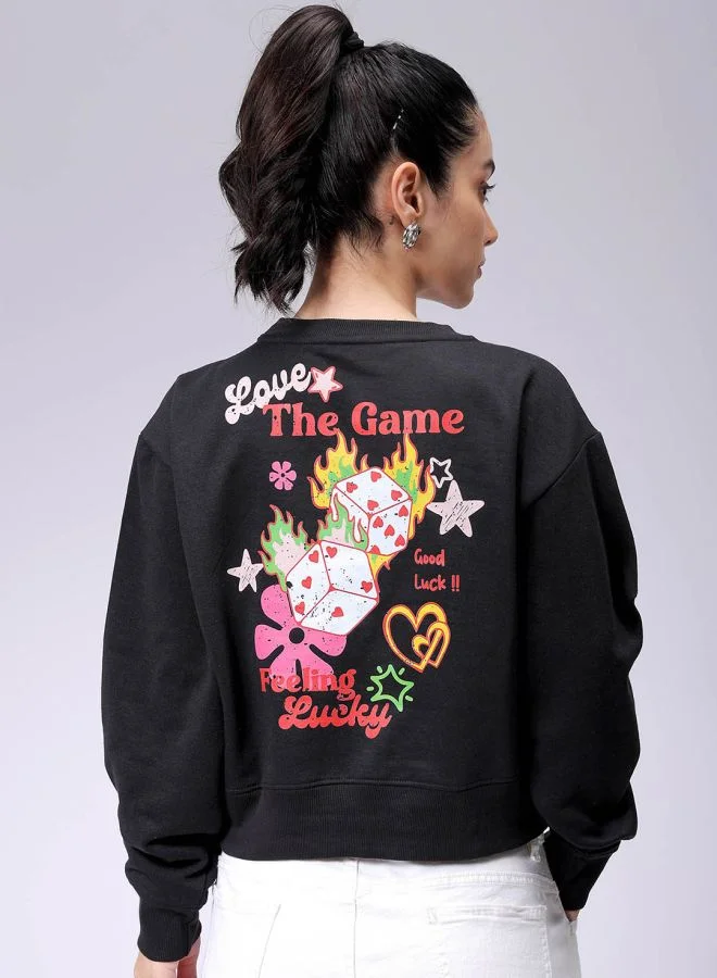 Freehand Women Regular Fit Graphic Print Crewneck Sweatshirt