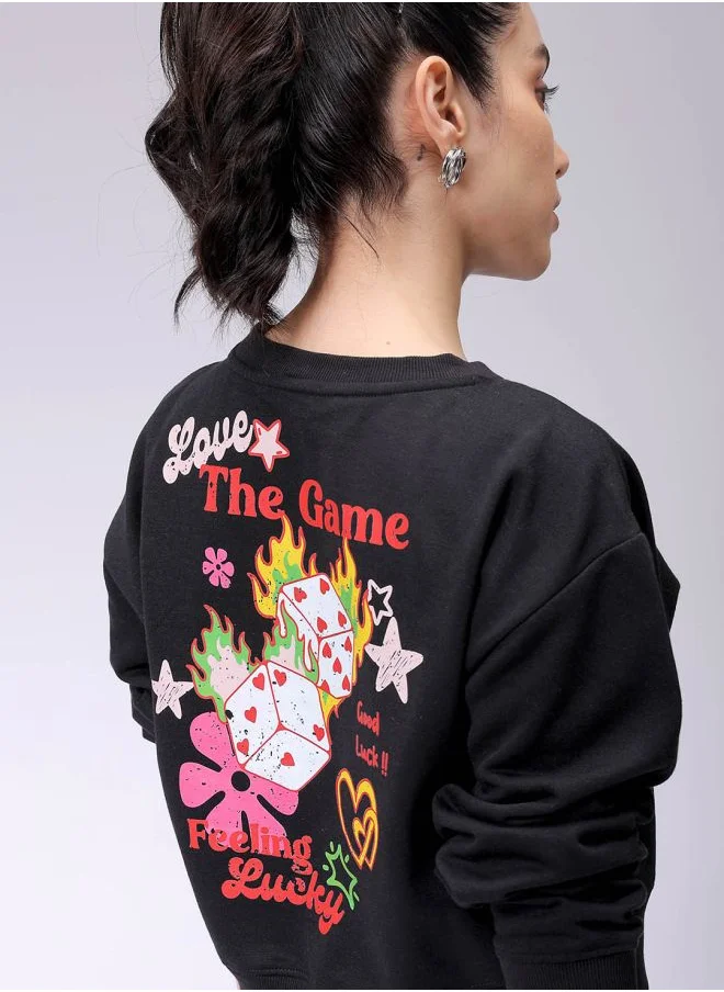 مرفوعة Women Regular Fit Graphic Print Crewneck Sweatshirt