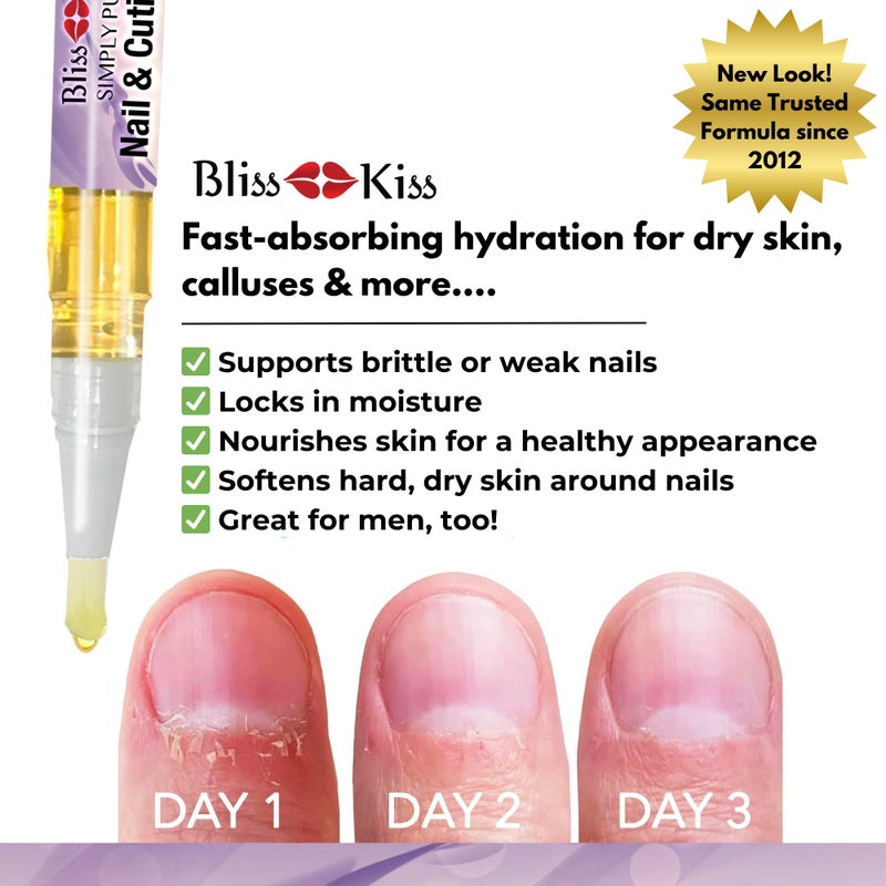 Bliss Kiss | 1 Lavender Vanilla | Nail Oil Cuticle Pen w/Vitamin E & Jojobaâ¤Nail Strengthener Nail Growth Serum for Brittle Peeling Breaking Thin Nails - Image 3