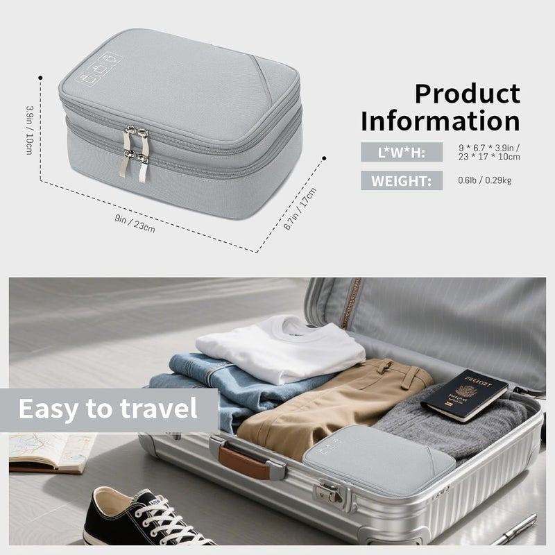 Lanola Travel Cable Organizer Bag, Electronic Accessories Case Portable Double Layer Cable Storage Bag for Cord,phone,Charger, Flash Drive,SD Card,Phone,Power Bank,Personal Items - Grey - Image 2