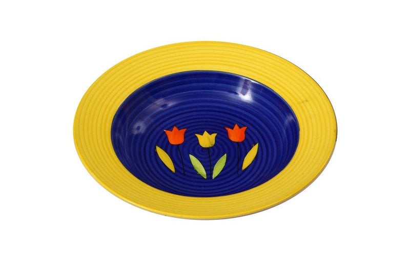 Caffeine Ceramic Handmade Stoneware Yellow Tulip Soup Plates/Pasta Plates/Maggi Plates/Macaroni Plate 9 inch Set of 2 Dishwasher & Microwave Safe - Image 2