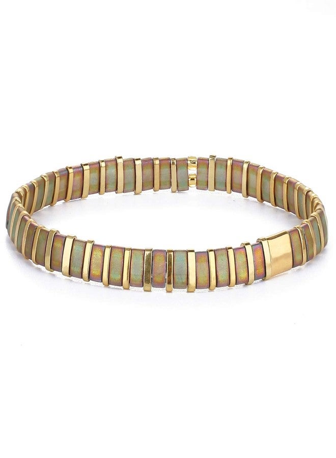 KELITCH Candy Colors Beaded Bracelets Handmade Tila Stretch Bracelets Women Beach Bracelets Cuff - Image 1