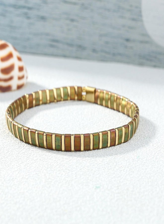 KELITCH Candy Colors Beaded Bracelets Handmade Tila Stretch Bracelets Women Beach Bracelets Cuff - Image 5