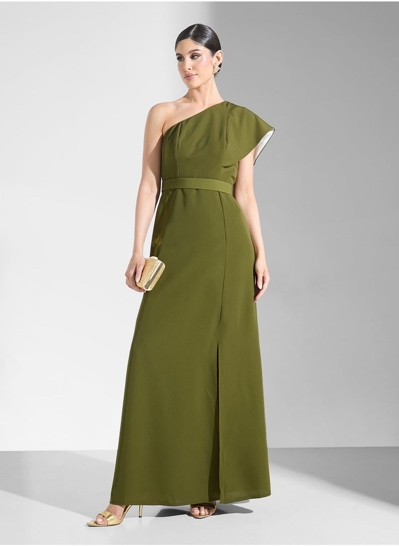 ايرا فستان كتف واحد زيتوني - Image 1