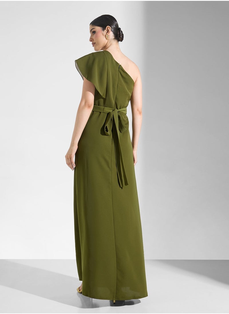 ايرا فستان كتف واحد زيتوني - Image 2