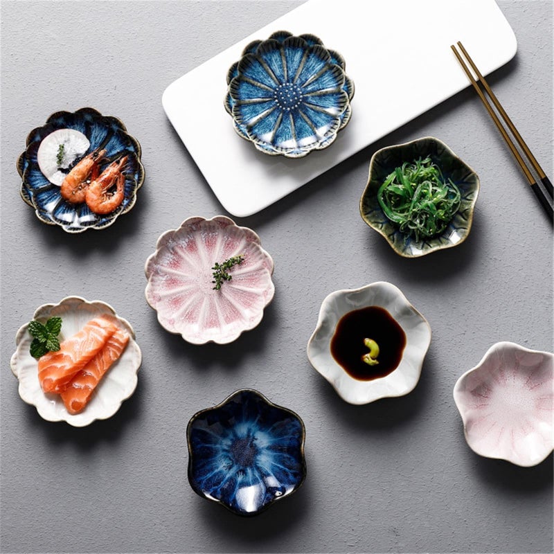 Ceramic Sauce Dish Rice Bowl Pink Flower Plate For Soy Sauce Vinegar Ketchup Tableware - Image 3