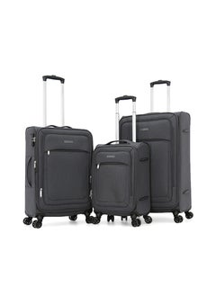 GIORDANO Softside Luggage Trolley Bag 3 Pieces Set,Grey (S-20",M-24",L-28")  - Image 1