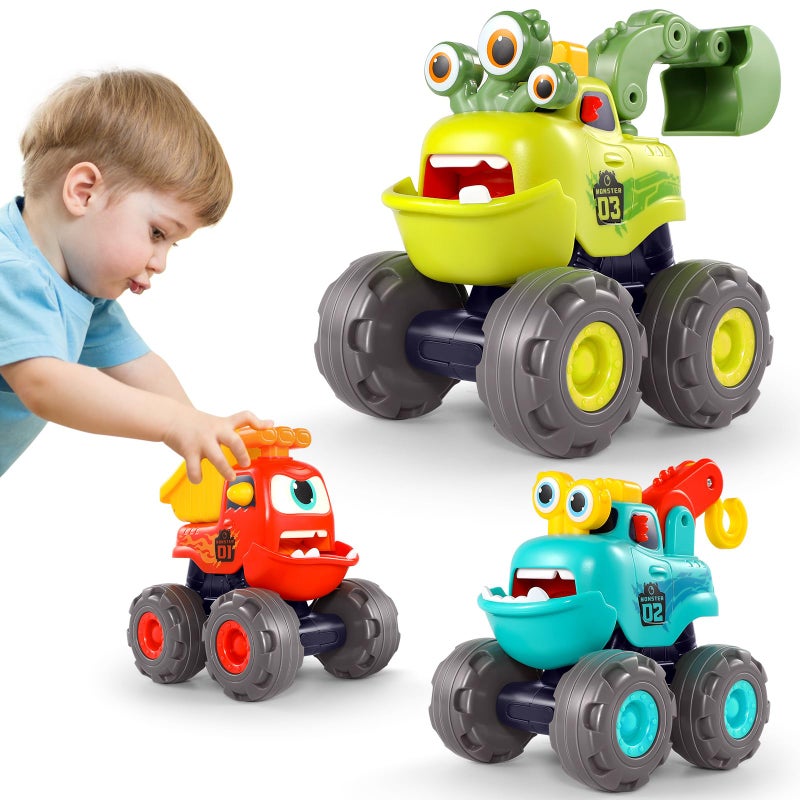 WITALENT Toys for 1 Year Old Boy, Monster Truck Toys Construction Cars for Toddler 1-3 Crane Truck Dump Excavator Pull Back Car Toddler Toys for Baby 12-18 Months 1 Year Old Boy Gifts for Birthday Xmas - Image 1